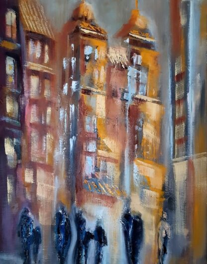 One September Afternoon - Original Abstract Streetscape Painting for sale on art4you.ie Ireland's online art gallery